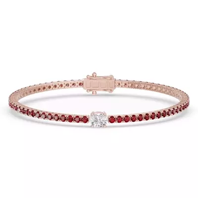 Lunava Ruby & Oval Lab Diamond Tennis Bracelet
