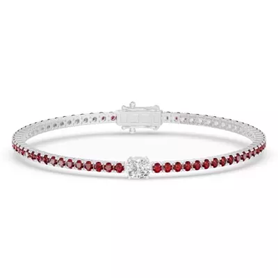 Lunava Ruby & Oval Lab Diamond Tennis Bracelet