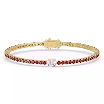 Lunava Ruby & Oval Lab Diamond Tennis Bracelet