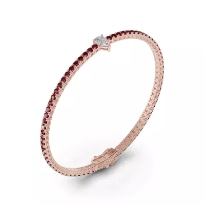 Lunava Ruby & Pear Lab Diamond Tennis Bracelet