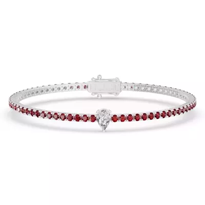 Lunava Ruby & Pear Lab Diamond Tennis Bracelet