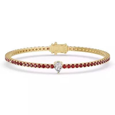 Lunava Ruby & Pear Lab Diamond Tennis Bracelet