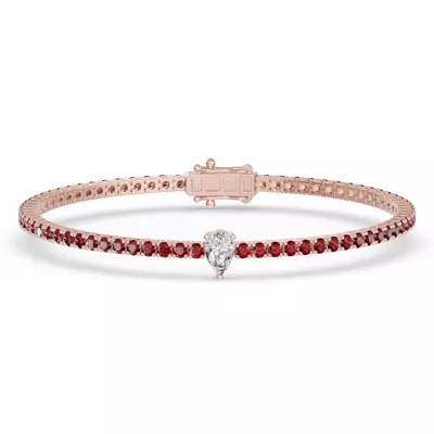 Lunava Ruby & Pear Lab Diamond Tennis Bracelet