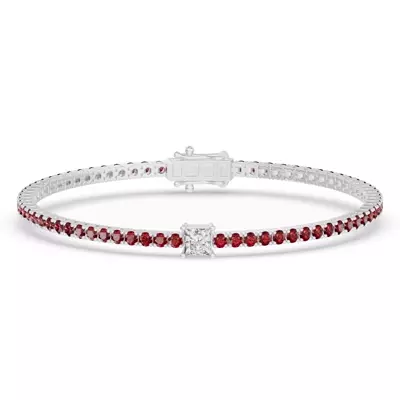 Lunava Ruby & Princess Lab Diamond Tennis Bracelet