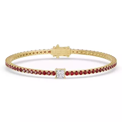 Lunava Ruby & Princess Lab Diamond Tennis Bracelet