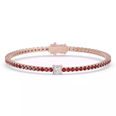 Lunava Ruby & Princess Lab Diamond Tennis Bracelet