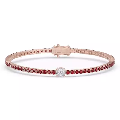 Lunava Ruby & Round Lab Diamond Tennis Bracelet