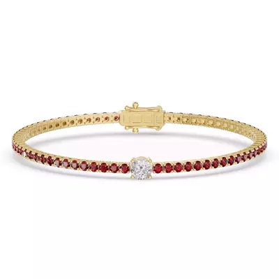 Lunava Ruby & Round Lab Diamond Tennis Bracelet