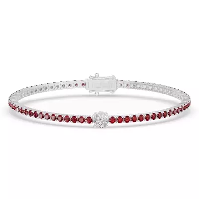 Lunava Ruby & Round Lab Diamond Tennis Bracelet
