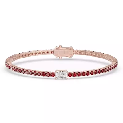 Lunava Ruby & Radiant Lab Diamond Tennis Bracelet