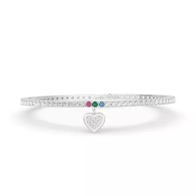 Heart Charm Diamond Tennis Bracelet
