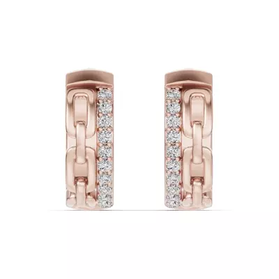 Chain Reaction Pavé Lab Huggie Earrings