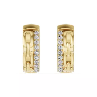 Chain Reaction Pavé Huggie Earrings