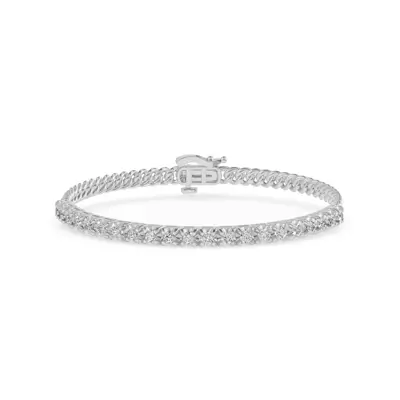 Sculpted Lab Diamond Cuban Link Silver Bracelet (1.50 ct. tw.)
