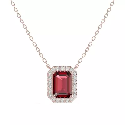 Emerald Garnet Lab Diamond Halo Pendant