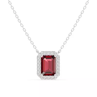 Emerald Garnet Lab Diamond Halo Pendant