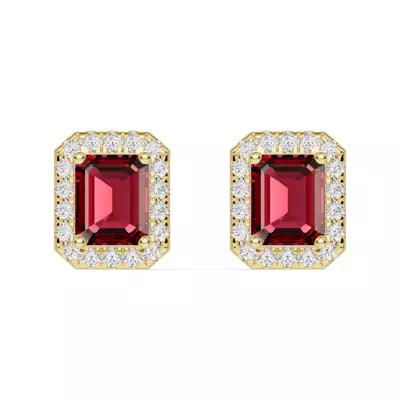 Emerald Garnet Lab Diamond Halo Earrings