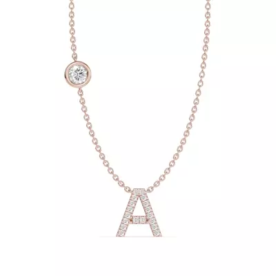 Bezel Lab Diamond Pavé Initial Necklace - A