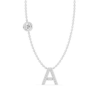 Bezel Lab Diamond Pavé Initial Necklace - A