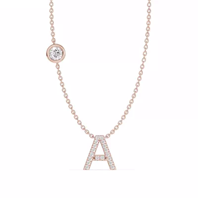 Bezel Lab Diamond Pavé Initial Necklace - A