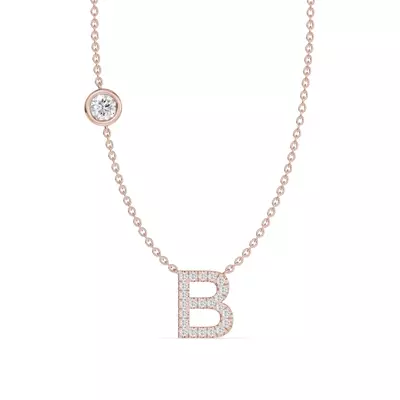 Bezel Lab Diamond Pavé Initial Necklace - B