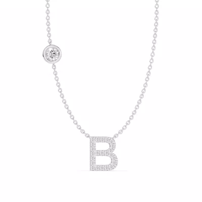 Bezel Lab Diamond Pavé Initial Necklace - B