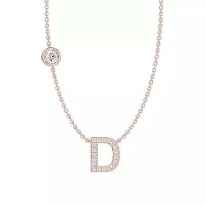 Bezel Diamond Pavé Initial Necklace - D