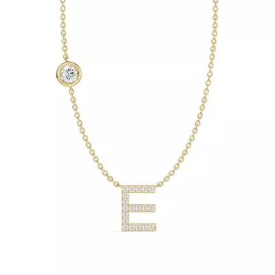 Bezel Diamond Pavé Initial Necklace - E