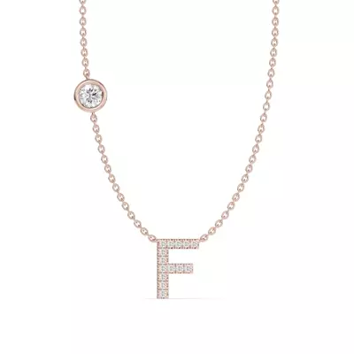 Bezel Lab Diamond Pavé Initial Necklace - F