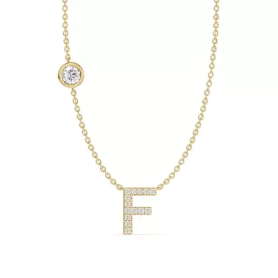 Bezel Diamond Pavé Initial Necklace - F