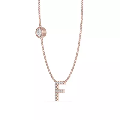 Bezel Diamond Pavé Initial Necklace - F