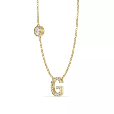 Bezel Lab Diamond Pavé Initial Necklace - G