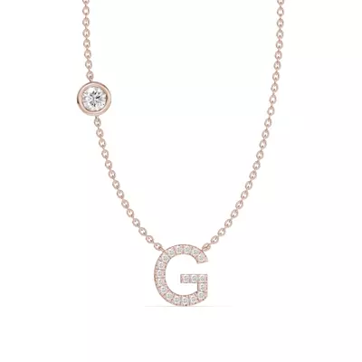 Bezel Diamond Pavé Initial Necklace - G