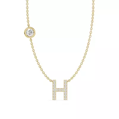 Bezel Lab Diamond Pavé Initial Necklace - H