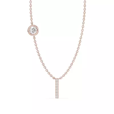 Bezel Lab Diamond Pavé Initial Necklace - I