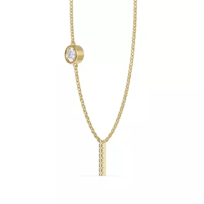 Bezel Lab Diamond Pavé Initial Necklace - I