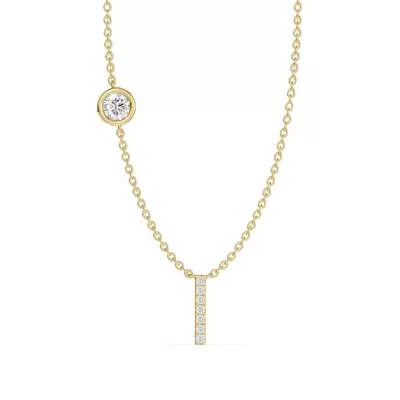 Bezel Diamond Pavé Initial Necklace - I