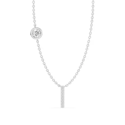 Bezel Diamond Pavé Initial Necklace - I