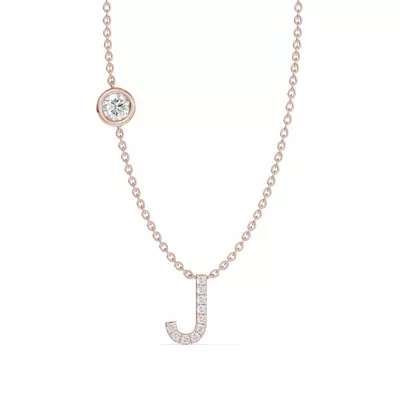 Bezel Lab Diamond Pavé Initial Necklace - J