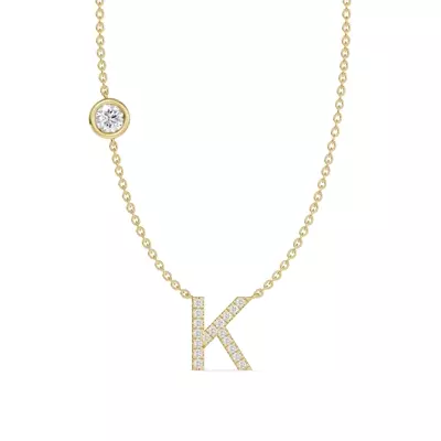 Bezel Lab Diamond Pavé Initial Necklace - K