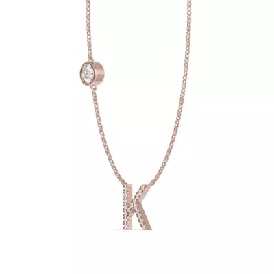 Bezel Lab Diamond Pavé Initial Necklace - K