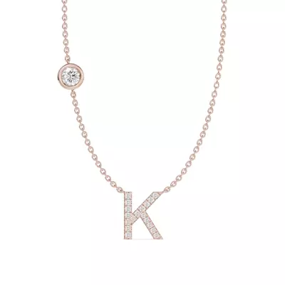 Bezel Diamond Pavé Initial Necklace - K