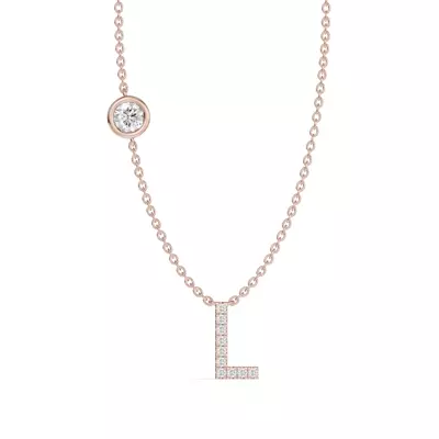 Bezel Lab Diamond Pavé Initial Necklace - L