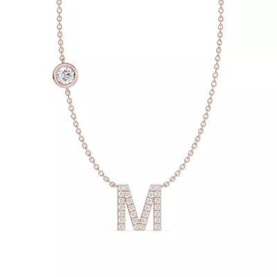 Bezel Lab Diamond Pavé Initial Necklace - M
