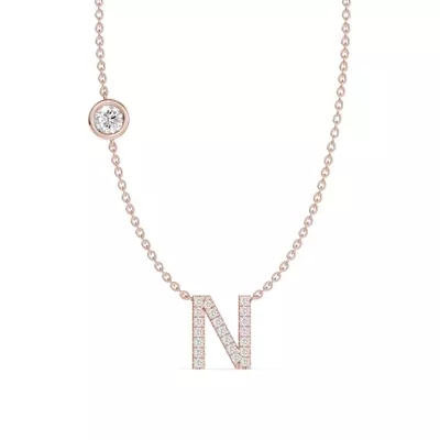 Bezel Lab Diamond Pavé Initial Necklace - N