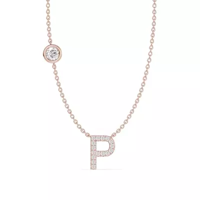 Bezel Lab Diamond Pavé Initial Necklace - P
