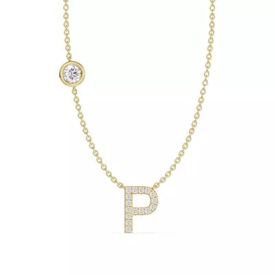 Bezel Lab Diamond Pavé Initial Necklace - P