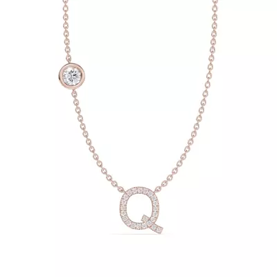 Bezel Lab Diamond Pavé Initial Necklace - Q