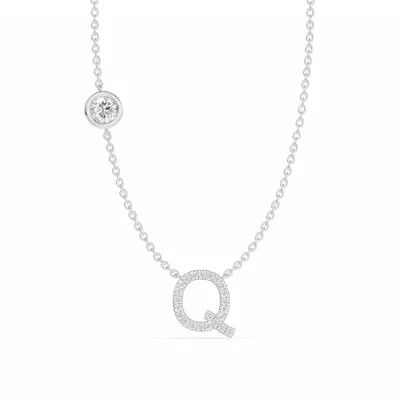 Bezel Lab Diamond Pavé Initial Necklace - Q
