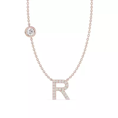 Bezel Lab Diamond Pavé Initial Necklace - R